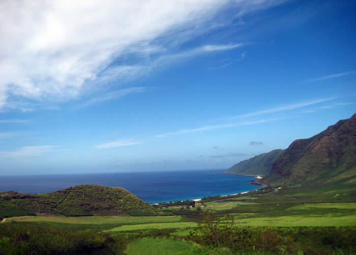 view from sacred mountain toward the ocean